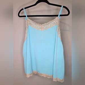 Lane Bryant Lace Trim Cami Tank Top Aqua Blue Size 18/20 Y2K